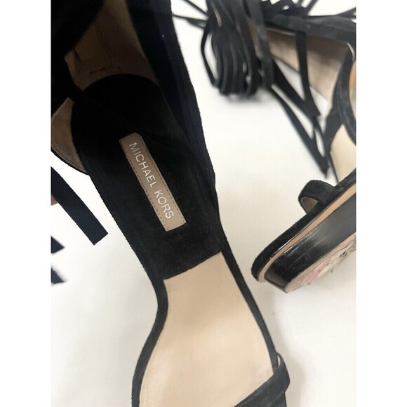Michael Kors Collection 8.5 DAPHNE Black Fringe Open Toe Heels Sandals $495 - Picture 12 of 12